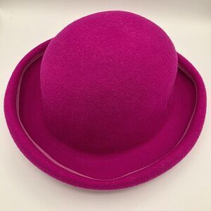 Vintage Michael Howard Miss Bierner HAT 100% Wool Pink Fuschia Derby Church